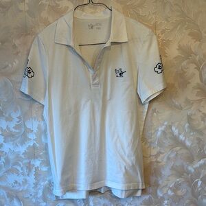 True Religion White Polo Shirt with Embroidered Accents